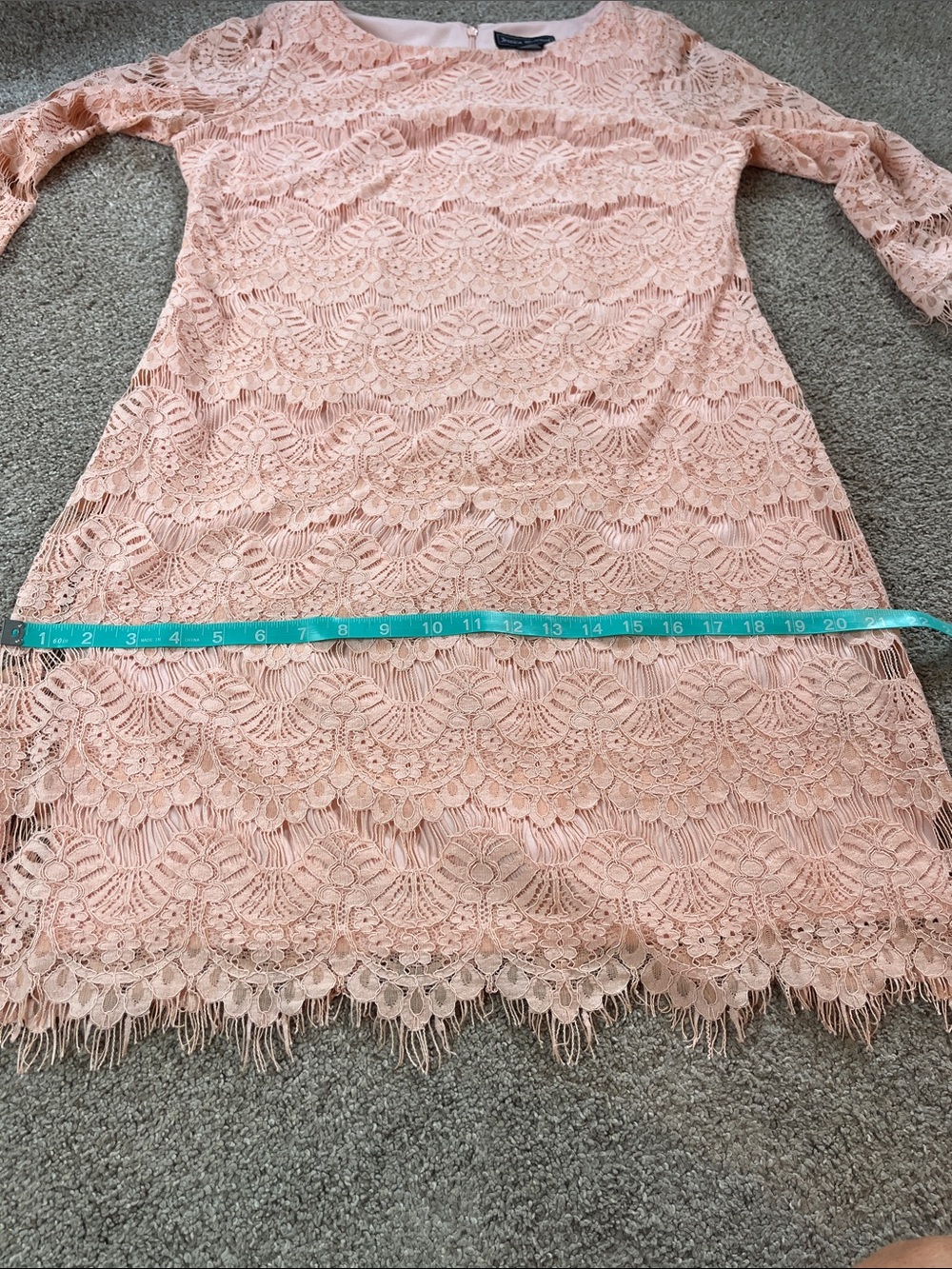 🍑🍑🍑Jessica Howard Elegant Bright Pastel Peach Boat Neck Lace Dress sz10 - Picture 12 of 16